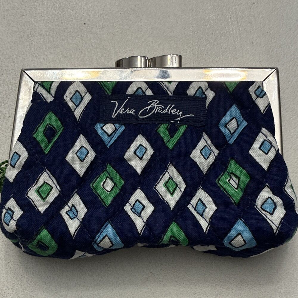 Vera Bradley Women’s Mosaic Geometric Kisslock Coin Wallet, Logo, Credit Card